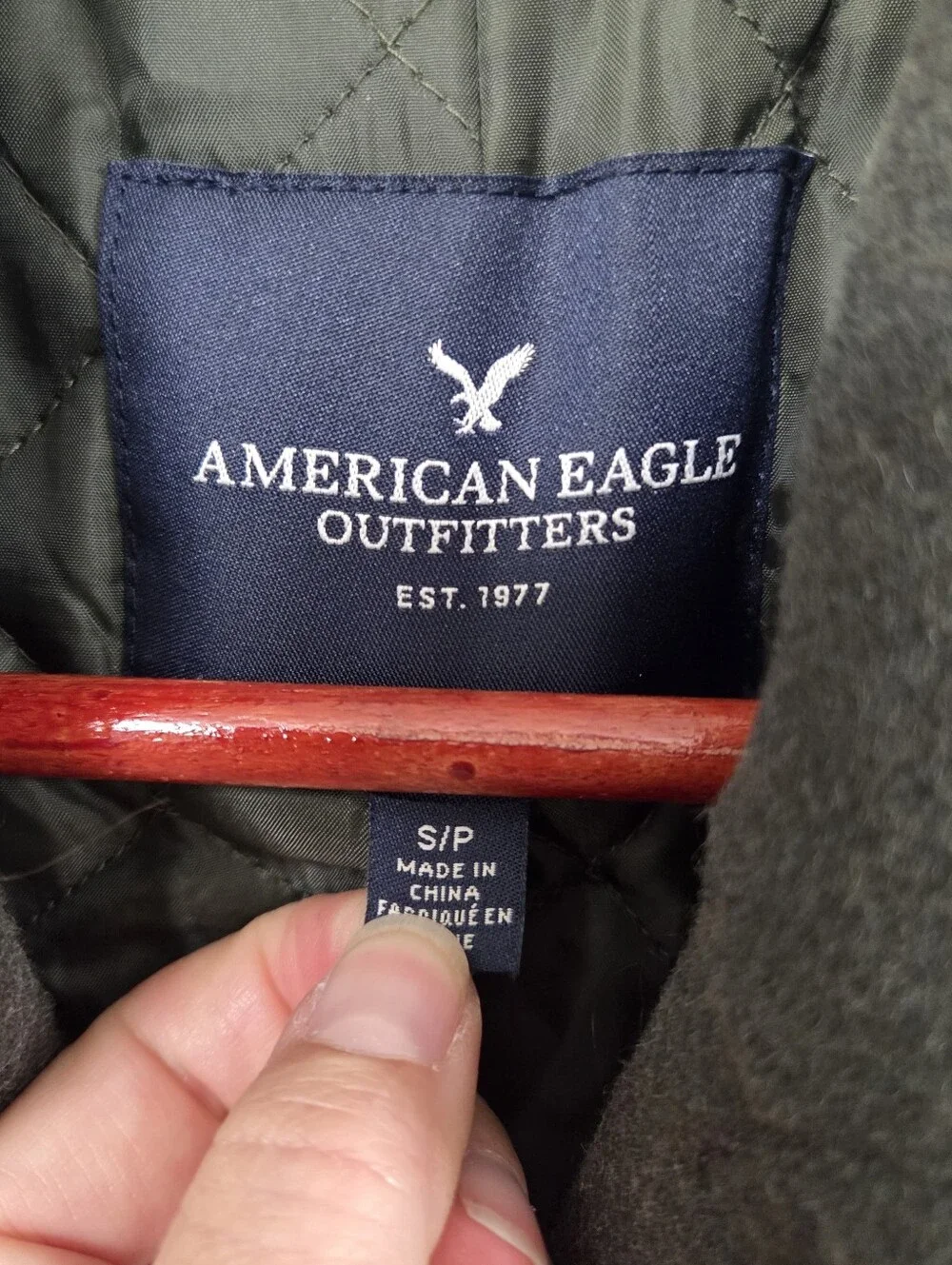 American Eagle Outfitters‎ women's army green peacoat with bronze buttons Sz S